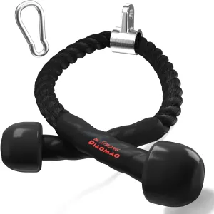 Tricep Rope with Upgraded Rubber Handles,35 Inch Tricep Pull Down Rope for Cable Machine, Greater Range of Motion, Triceps Rope Cable Attachment for Gym, Home, Easy to Grip, Non-Slip