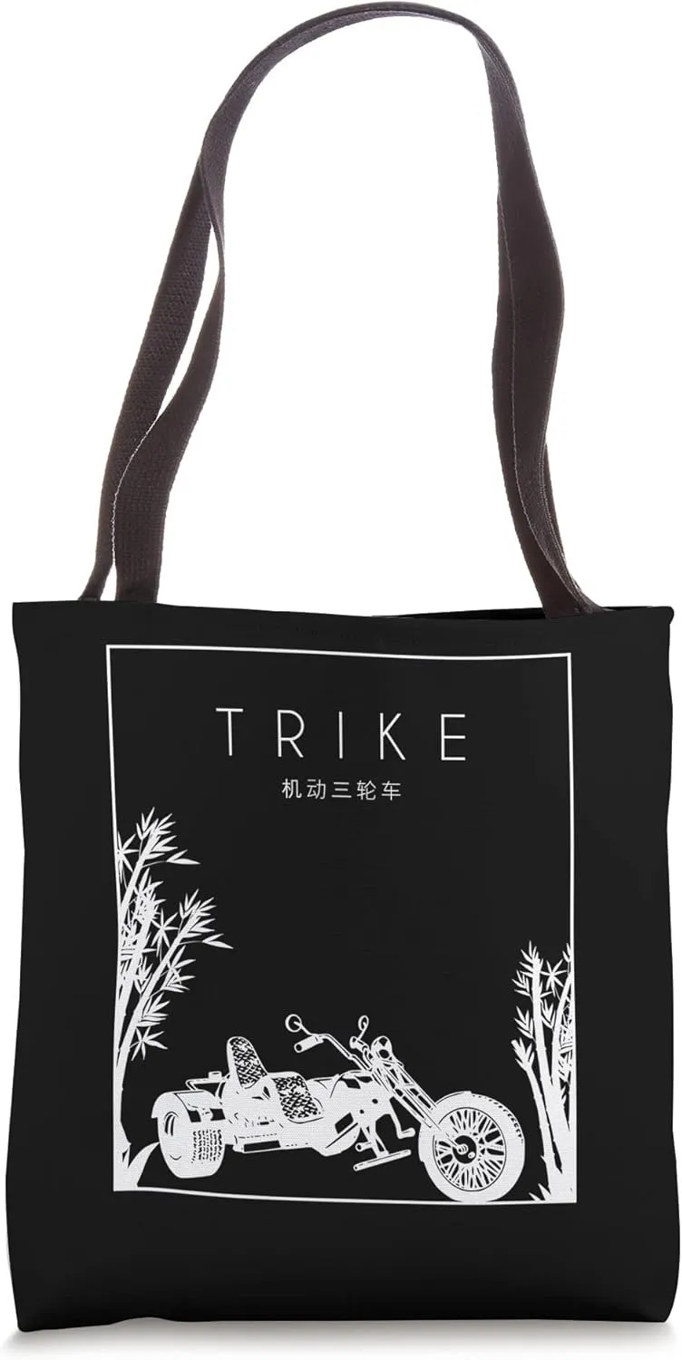 Trike Chinese Hanzi Three-Wheeled Motorcycle Motorbike Trike Tote Bag