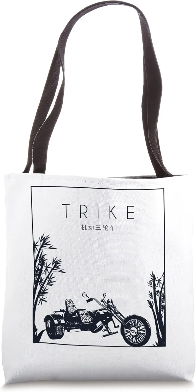 Trike Chinese Hanzi Three-Wheeled Motorcycle Motorbike Trike Tote Bag