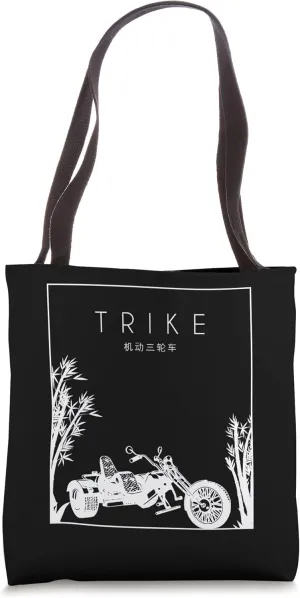 Trike Chinese Hanzi Three-Wheeled Motorcycle Motorbike Trike Tote Bag