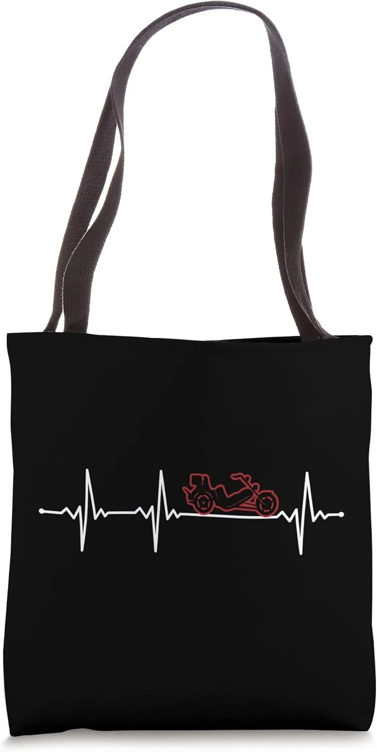 Trike Heartbeat Three-Wheeled Motorcycle Motorbike Trike Tote Bag