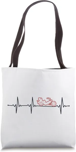Trike Heartbeat Three-Wheeled Motorcycle Motorbike Trike Tote Bag