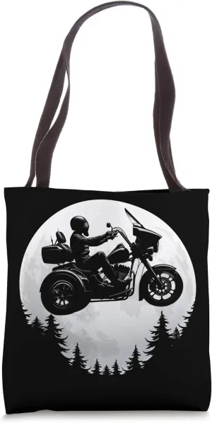Trike Silhouette Dad Three-wheeled Motorcycle Trike Moon Tote Bag