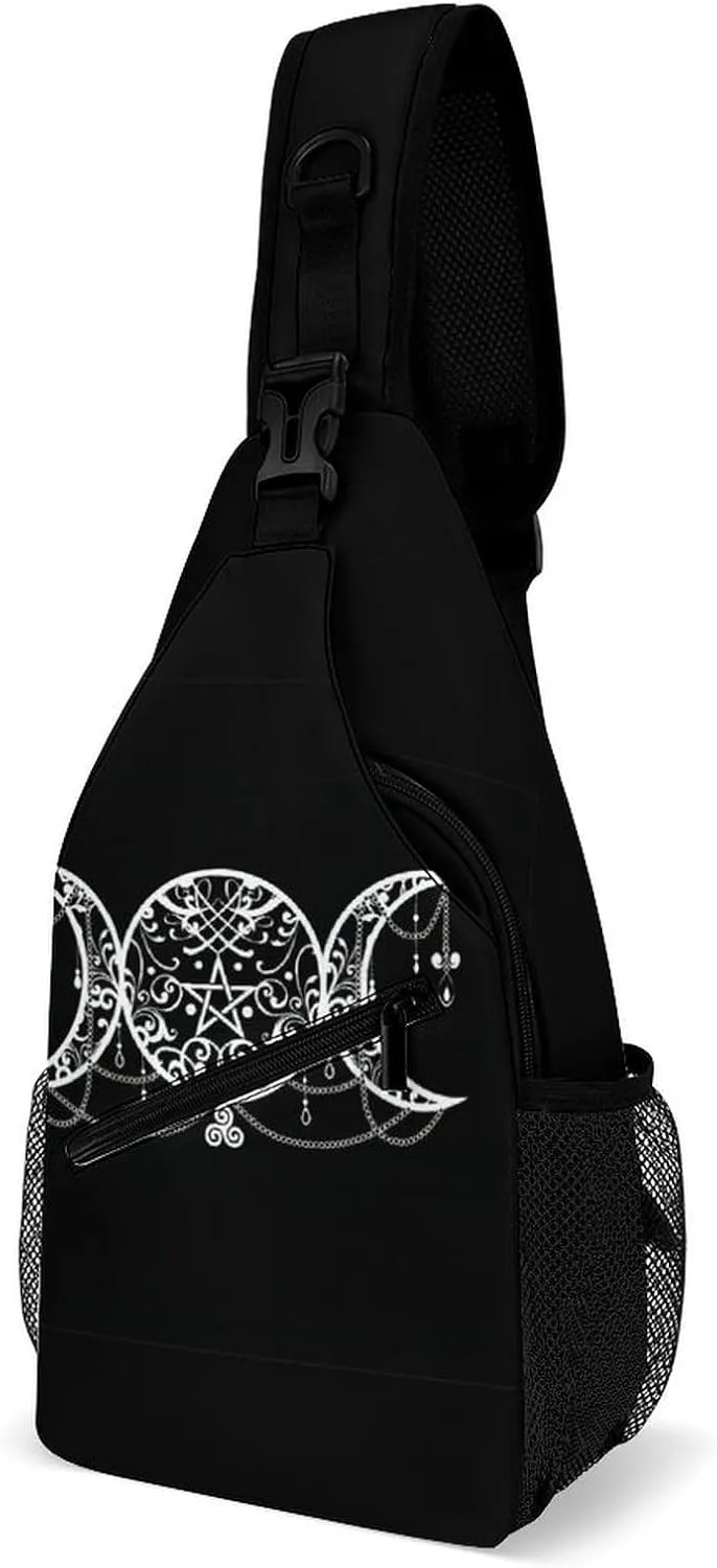 Triple Moon Goddess Sling Bags Men And Women Shoulder Backpack Chest Bag Cross Body Chest Sling Backpack., 38x20cm