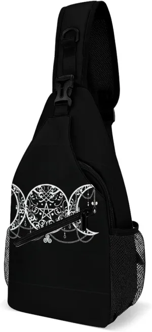 Triple Moon Goddess Sling Bags Men And Women Shoulder Backpack Chest Bag Cross Body Chest Sling Backpack., 38x20cm