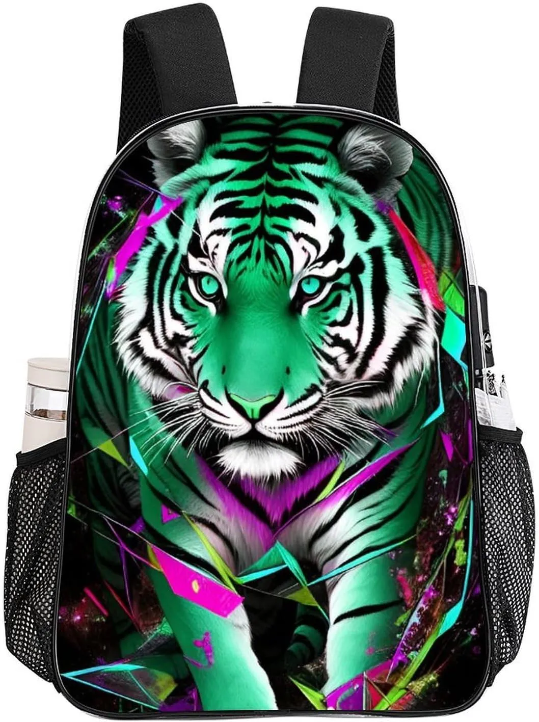 Trippy Tiger Animal Art Backpack Transparent Multipurpose Anti-Theft Shoulder Bag Big Capacity Gym Outdoor Hiking Backpack With Padded Straps