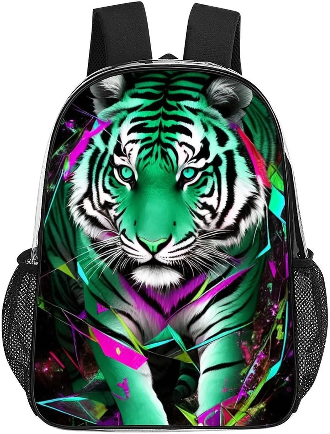 Trippy Tiger Animal Art Backpack Transparent Multipurpose Anti-Theft Shoulder Bag Big Capacity Gym Outdoor Hiking Backpack With Padded Straps