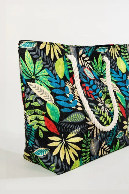 Tropical Leaves Print Shoulder Bag (MULTI)