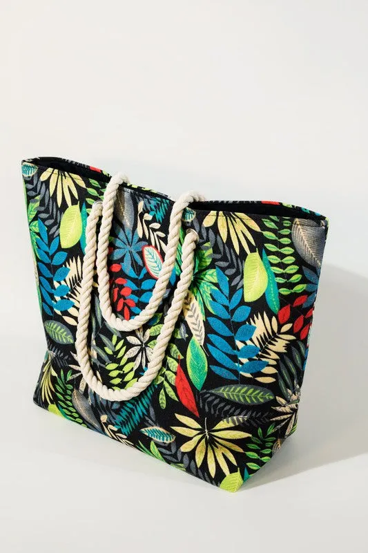 Tropical Leaves Print Shoulder Bag (MULTI)