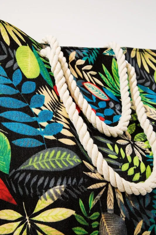 Tropical Leaves Print Shoulder Bag (MULTI)