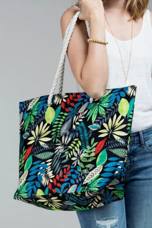 Tropical Leaves Print Shoulder Bag (MULTI)