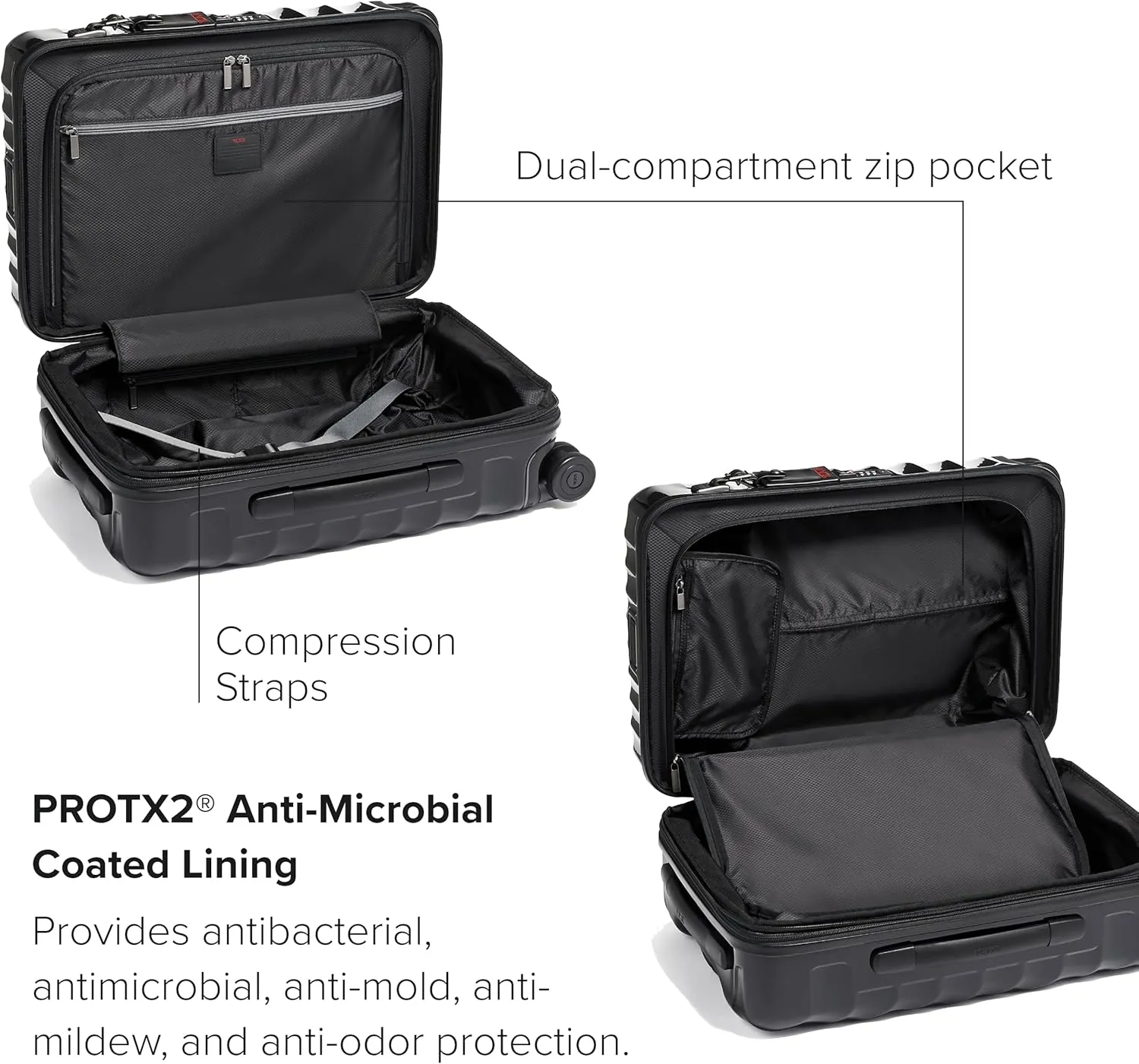 TUMI - 19 Degree International Expandable 4 Wheeled Carry-On - Hard Shell Suitcase - 21.8" X 14.0" X 9.0" - Black