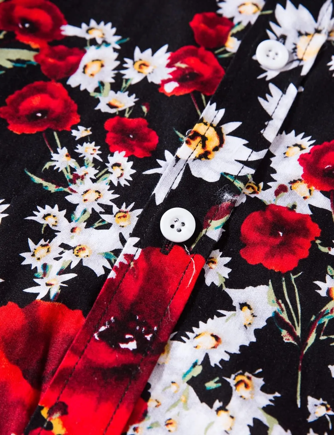TUNEVUSE Men Floral Dress Shirts Long Sleeve Casual Button Down Flower Printed Shirts 100% Cotton