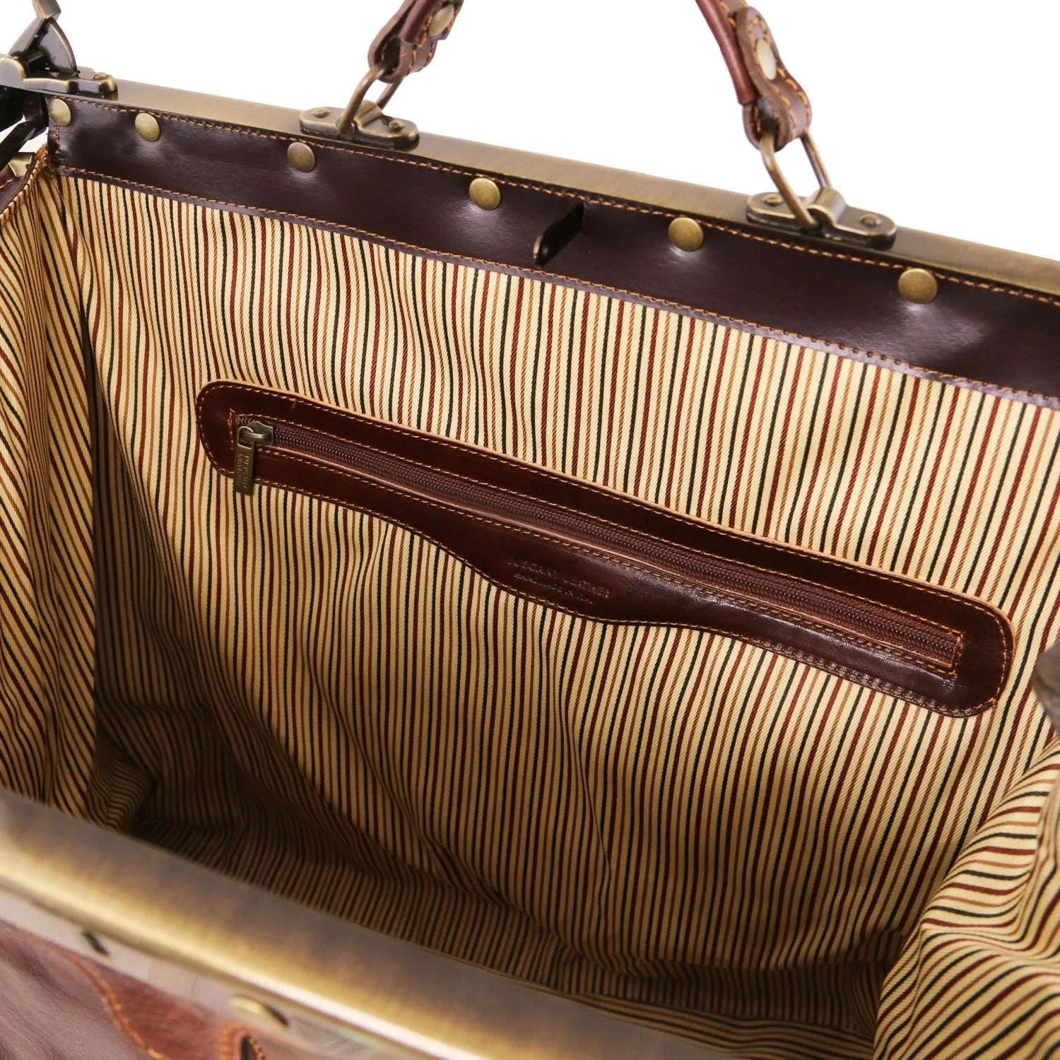 Tuscany Leather - Madrid - Gladstone Leather Bag - Large size Dark Brown - TL1022/5