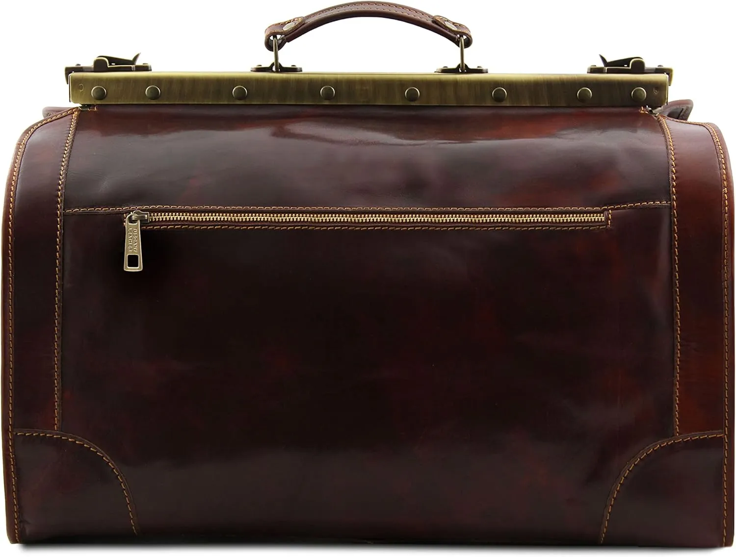 Tuscany Leather - Madrid - Gladstone Leather Bag - Large size Dark Brown - TL1022/5