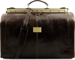 Tuscany Leather - Madrid - Gladstone Leather Bag - Large size Dark Brown - TL1022/5
