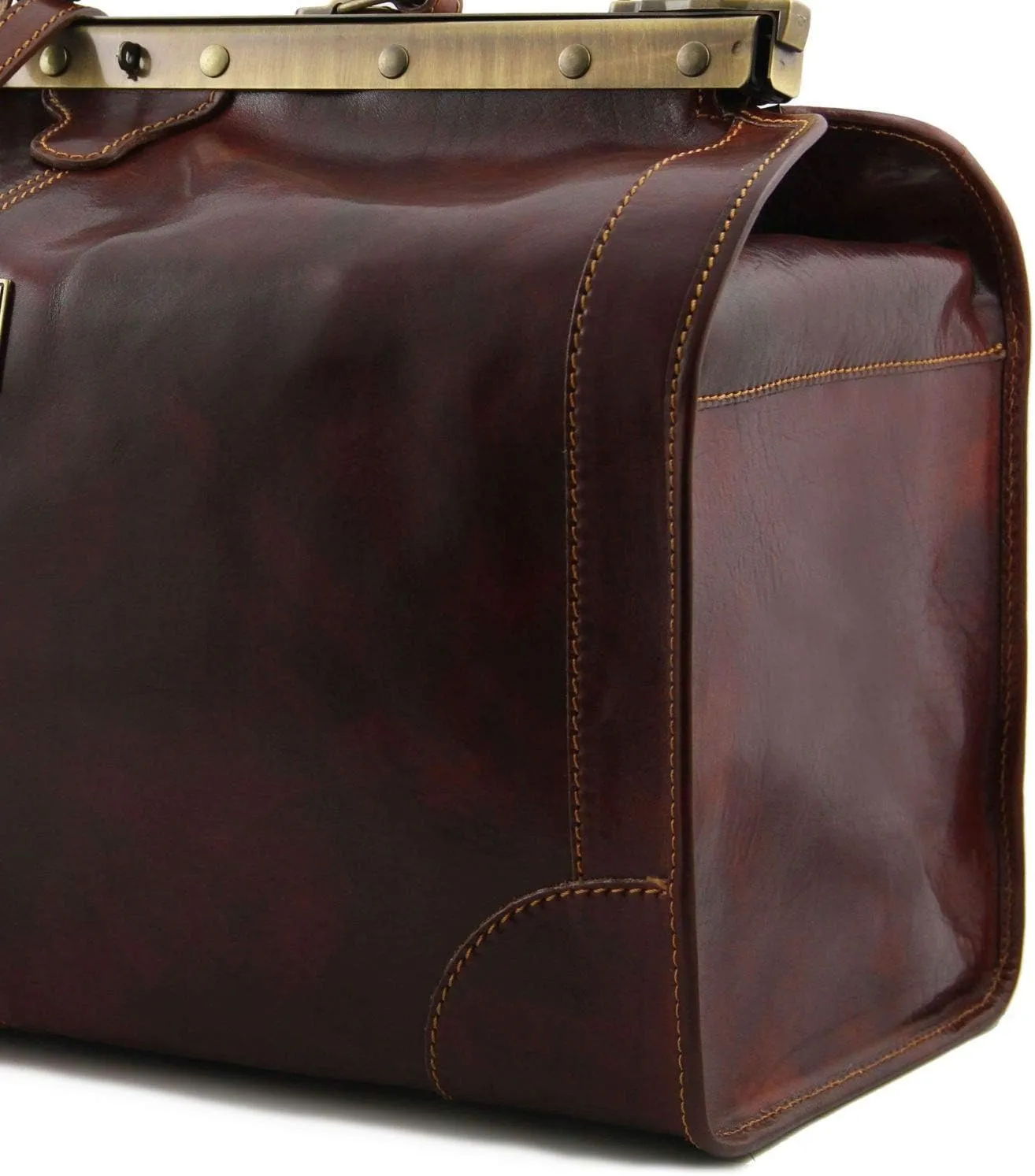 Tuscany Leather - Madrid - Gladstone Leather Bag - Large size Dark Brown - TL1022/5