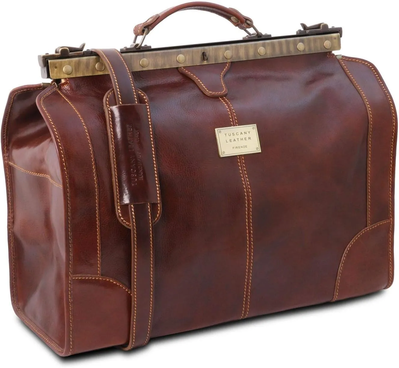 Tuscany Leather - Madrid - Gladstone Leather Bag - Small size Black - TL1023/2