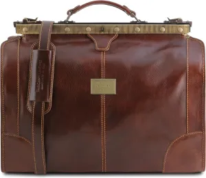 Tuscany Leather - Madrid - Gladstone Leather Bag - Small size Brown - TL1023/1