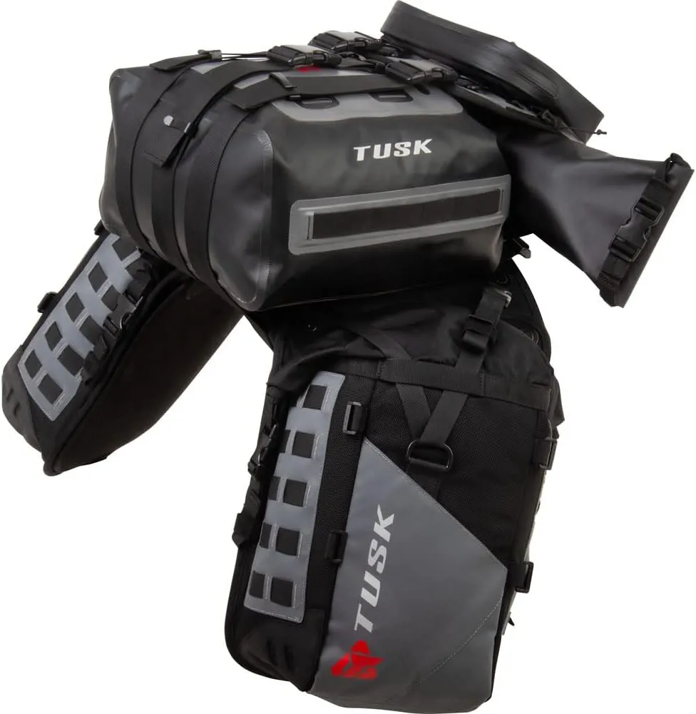 Tusk Off-Road Highland X2 Rackless Luggage System w/Small Dry Duffel Tail Bag KTM/Husky 690-701 Heat Shield for KTM 690 Enduro 2014-2018