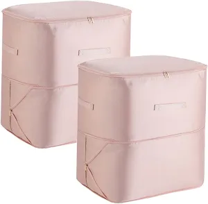 Tuza 2 Pack Space Saving Self Compression Organizer, Space Bags for Travel, Portable Moving Bags for Comforters, Blankets, Down Jacket, Pink, Extra Large, 20.5"×16.6"×23.6"