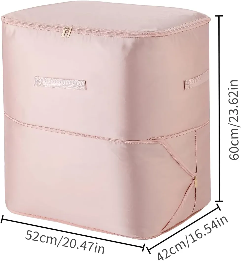 Tuza 2 Pack Space Saving Self Compression Organizer, Space Bags for Travel, Portable Moving Bags for Comforters, Blankets, Down Jacket, Pink, Extra Large, 20.5"×16.6"×23.6"