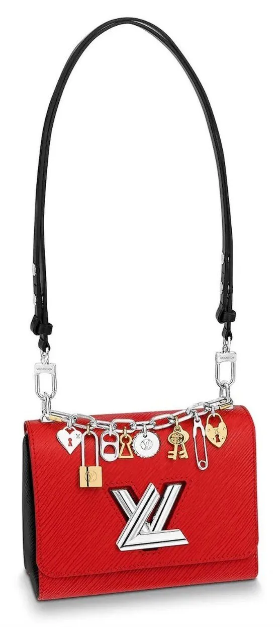 Twist MM Epi Leather Handbag with Charms, Red