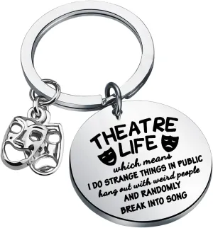 UJIMS Theatre Kechain Theatre Lover Gift Comedy Tragedy Mask Actor Actress Charm Key Ring Drama Student Graduation Gift