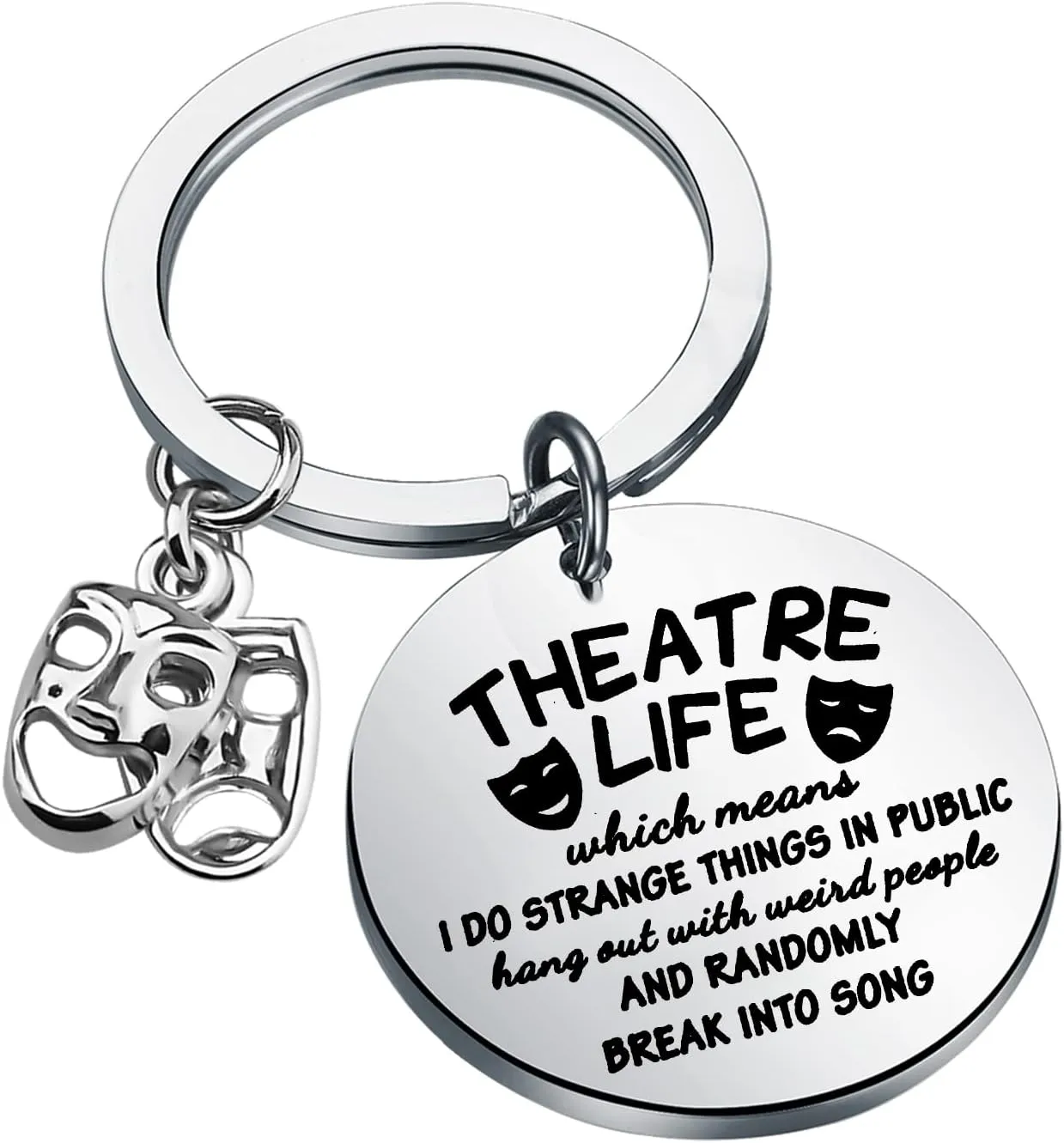 UJIMS Theatre Kechain Theatre Lover Gift Comedy Tragedy Mask Actor Actress Charm Key Ring Drama Student Graduation Gift