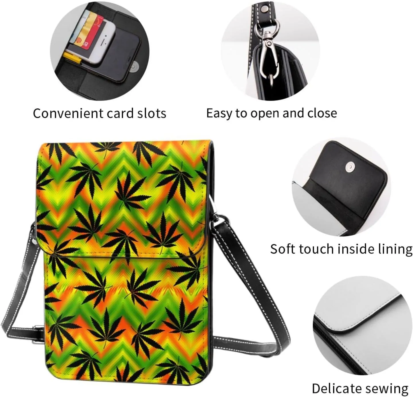 Ukraine Flag Sunflower Leather Crossbody Cell Phone Purse Small Wallet Bags Adjustable Phone Bag for Women