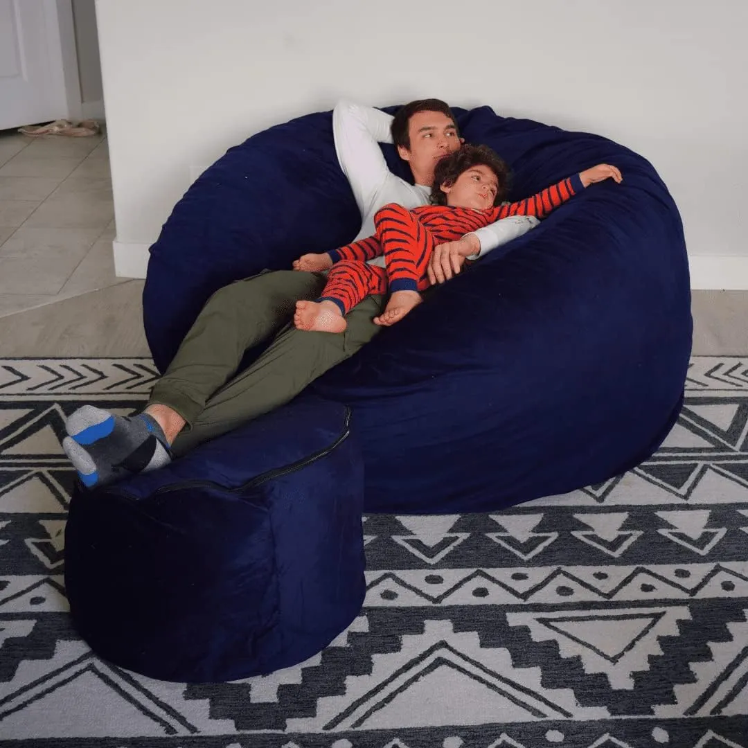 ULTIMATE SACK Bean Bag Chair Footstool Ottoman; Foam Filled Furniture, Machine Washable Covers, Double Stitched Durable Inner Liner, Multiple Colors & Fabrics Available. (Brown Suede)