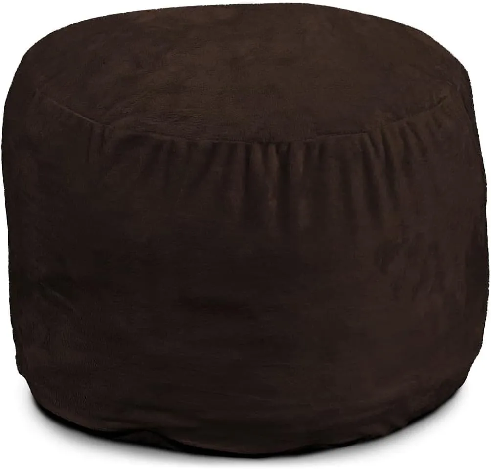 ULTIMATE SACK Bean Bag Chair Footstool Ottoman; Foam Filled Furniture, Machine Washable Covers, Double Stitched Durable Inner Liner, Multiple Colors & Fabrics Available. (Brown Suede)