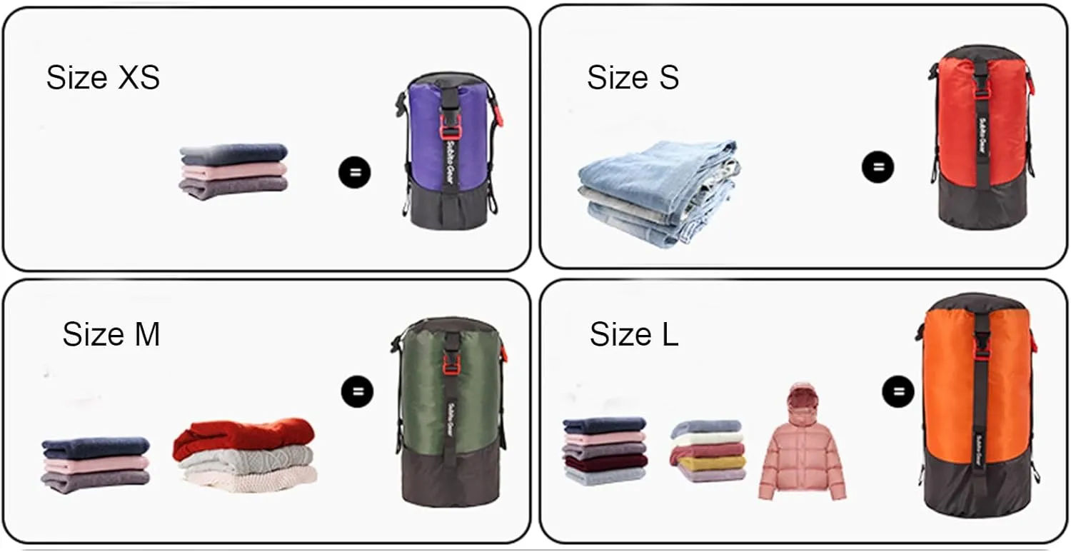 Ultra-Light Compression Stuff Sack, 70D Nylon Sleeping Bag Stuff Sack 1L/5L/7L/17L/25L Compression Bag Space Saving Gear for Camping Hiking Backpacking
