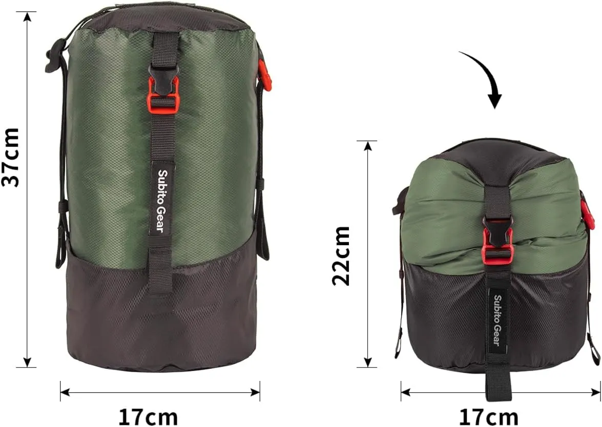Ultra-Light Compression Stuff Sack, 70D Nylon Sleeping Bag Stuff Sack 1L/5L/7L/17L/25L Compression Bag Space Saving Gear for Camping Hiking Backpacking