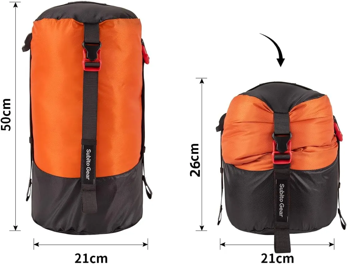 Ultra-Light Compression Stuff Sack, 70D Nylon Sleeping Bag Stuff Sack 1L/5L/7L/17L/25L Compression Bag Space Saving Gear for Camping Hiking Backpacking