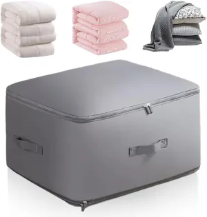 Ultra Space Saving Self Compression Organizer, 2024 New Heavy Duty Self Compression Moving Organizer Bags, Premium Comforter Storage Bag Packaging Cube Bedding Storage Bag (Gray, X-Large)