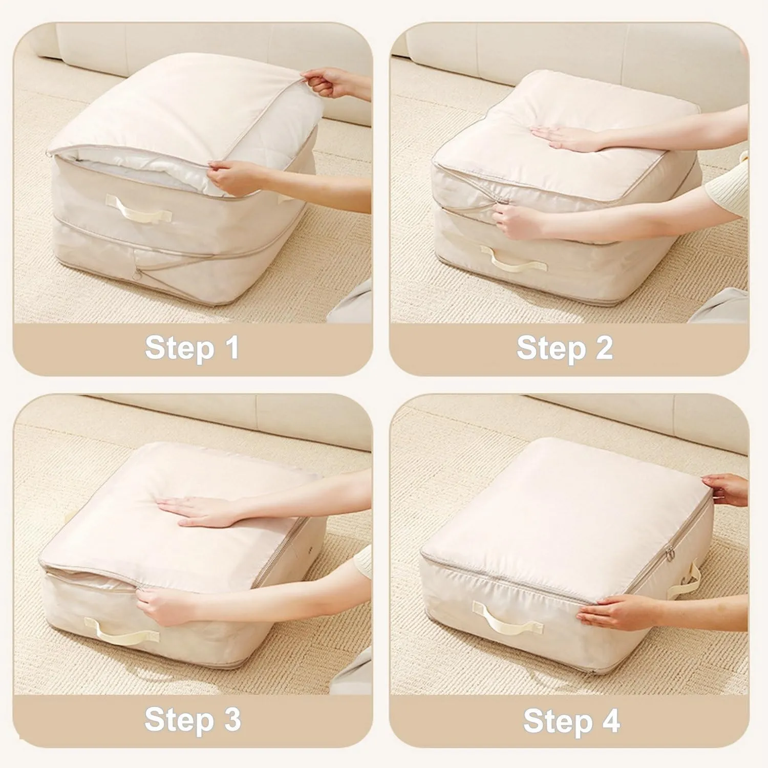 Ultra Space Saving Self Compression Organizer, 2025 New Large Capacity Storage Bag, Self Compression Heavy Duty Organizer for Comforters Blanket Bedding Duvet (Gray, Thin Version, X-Large, 21x17x24in)