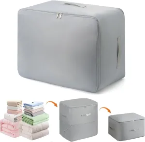 Ultra Space Saving Self Compression Organizer, 2025 New Large Capacity Storage Bag, Self Compression Heavy Duty Organizer for Comforters Blanket Bedding Duvet (Gray, Thin Version, X-Large, 21x17x24in)
