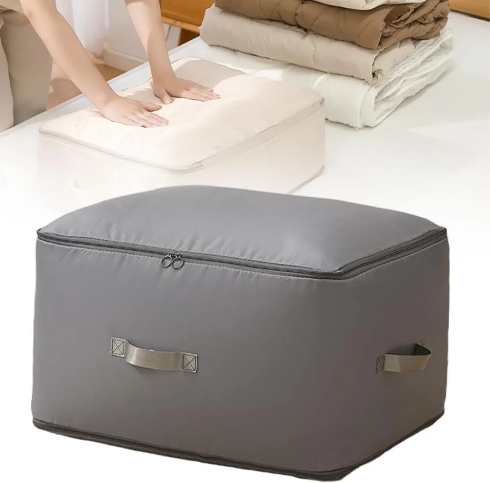 Ultra Space Saving Self Compression Organizer, 2025 New Space Saver Quilt Compression Storage Bag, Portable Space Saver Storage Packing Bags for Comforters, Blankets, Bedding (Grey, L - 54*42*30 cm)