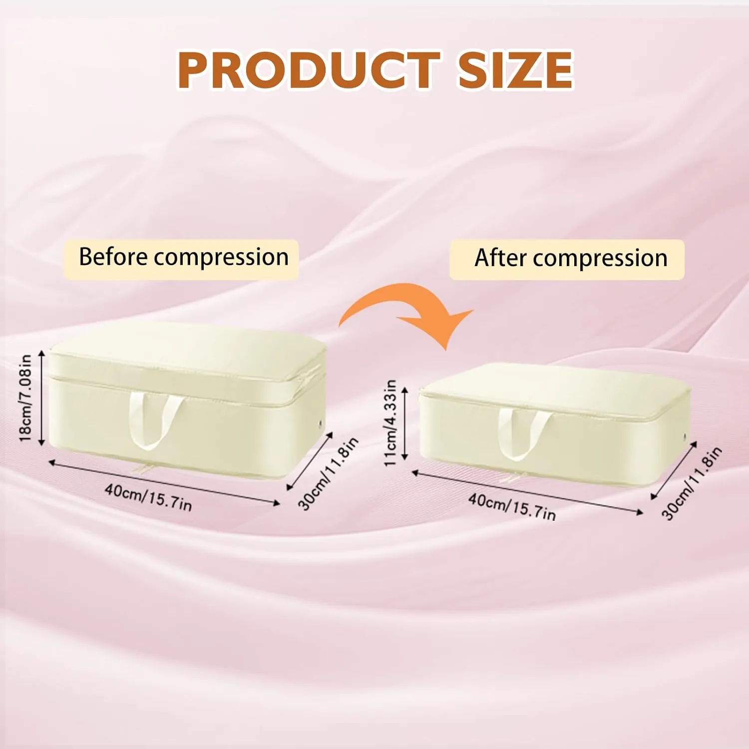 Ultra Space Saving Self Compression Organizer, 4 Pack Compression Bags for Storage, Sweater Organizer for Closet, Clothes Storage Bag (Beige, M, 40x30x18cm)