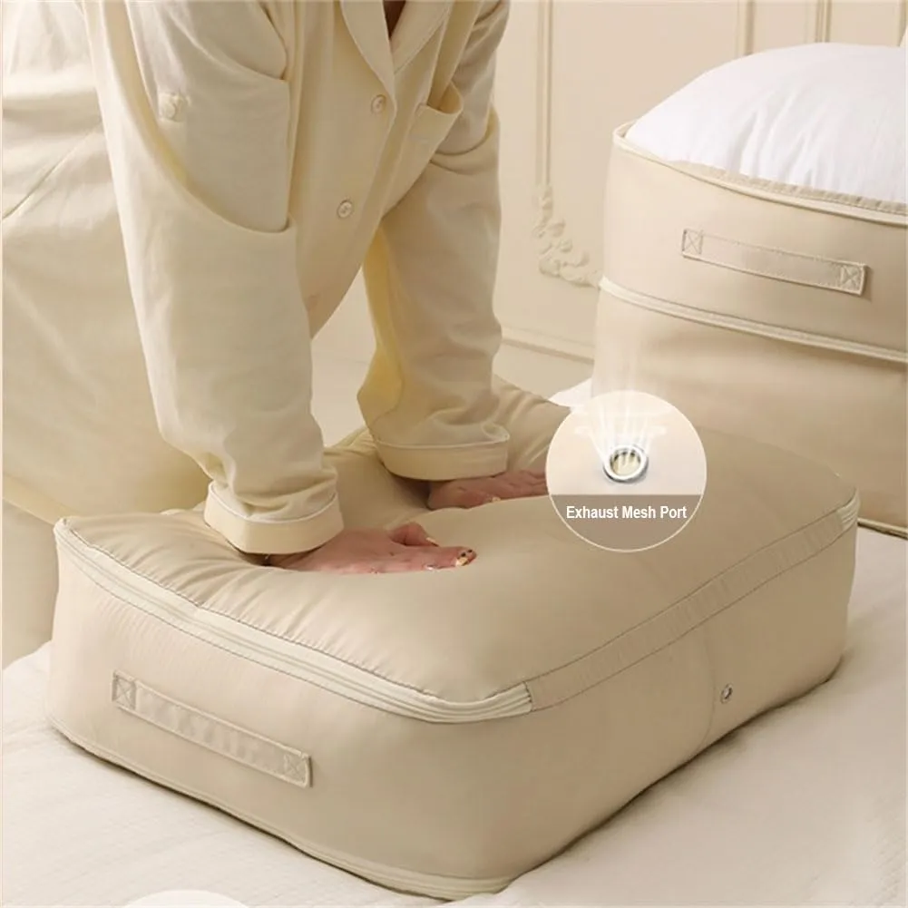 Ultra Space Saving Self Compression Organizer, Heavy Duty Moving Bags, Storage Tote for Space Saving, Self Compression Moving Organizer Bags for Comforters, Clothes, Blankets (Blue,L(54*42*30CM))