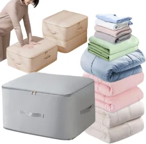Ultra Space Saving Self Compression Organizer, Heavy Duty Moving Bags, Storage Tote for Space Saving, Self Compression Moving Organizer Bags for Comforters, Clothes, Blankets (Blue,L(54*42*30CM))