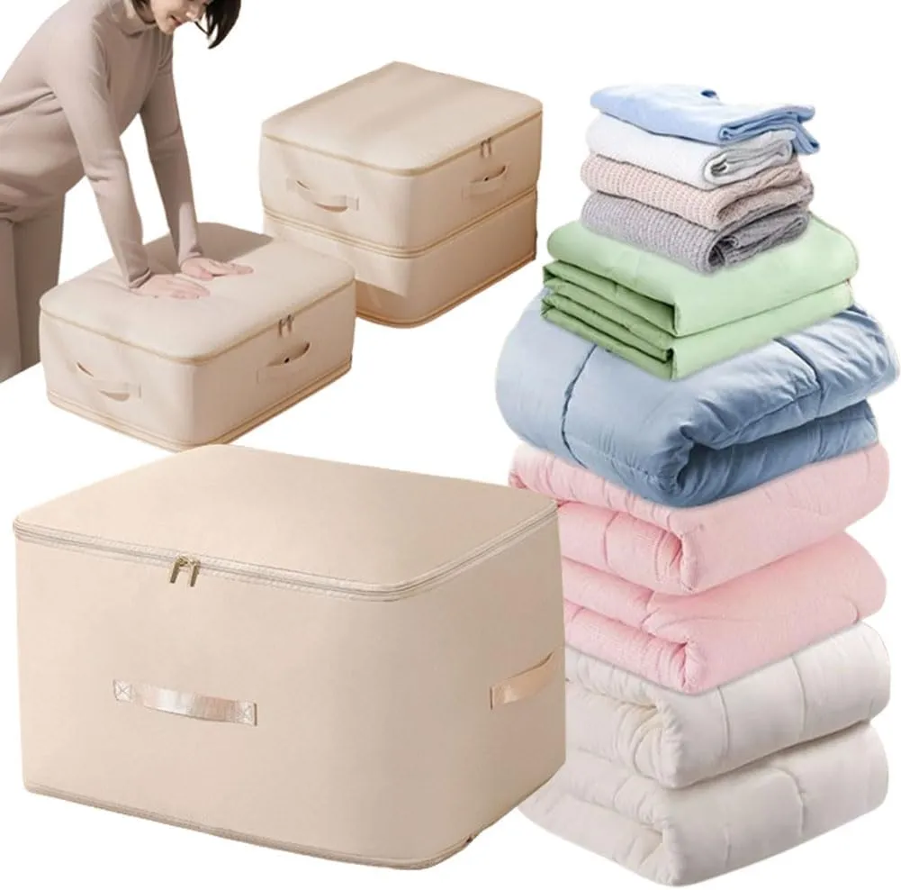 Ultra Space Saving Self Compression Organizer, Heavy Duty Moving Bags, Storage Tote for Space Saving, Self Compression Moving Organizer Bags for Comforters, Clothes, Blankets (Khaki,L(54*42*30CM))