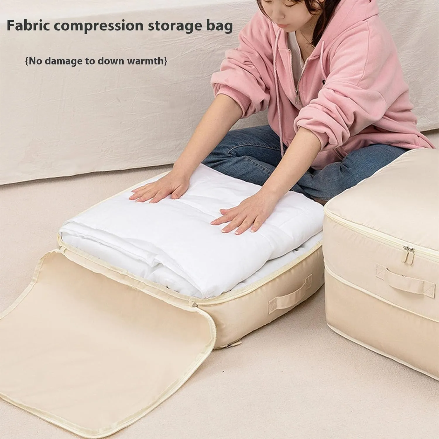 Ultra Space Saving Self Compression Organizer, Storage Tote for Space Saving, Self Compression Moving Organizer Bags for Comforters, Clothes, Blankets (Pink,X-Large)