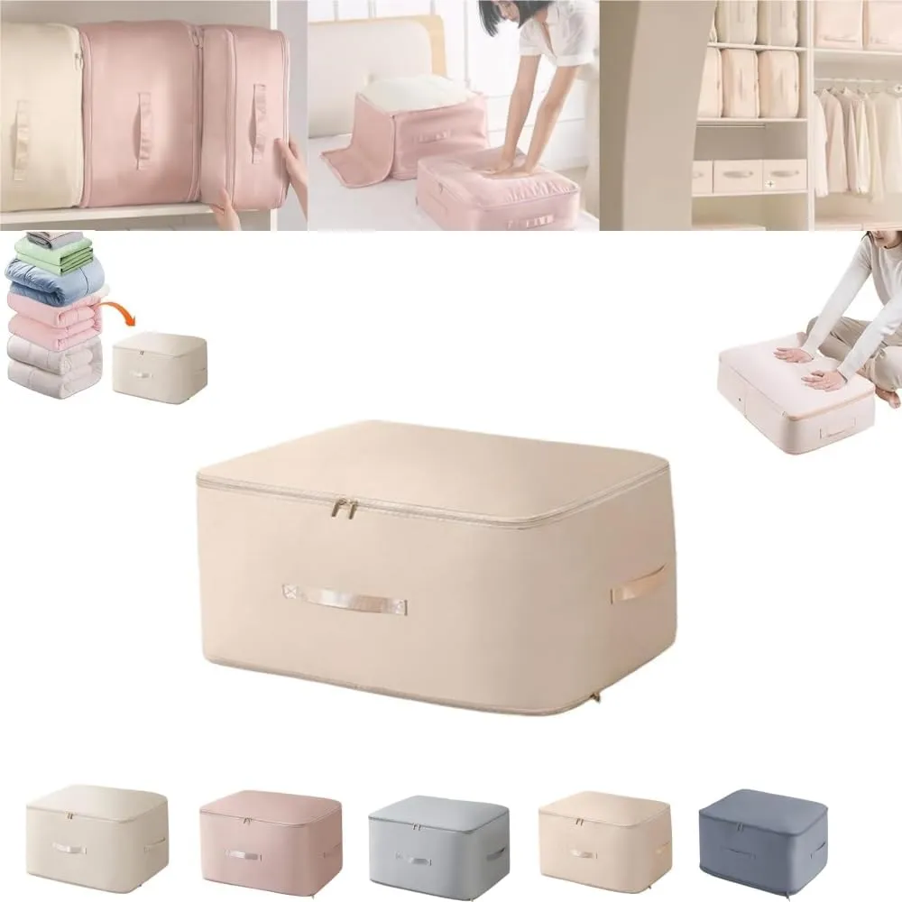 Ultra Space Saving Self Compression Organizer,2024 NEW Heavy Duty Moving Bags,Storage Tote for Space Saving,Self Compression Moving Organizer Bags for Comforters,Clothes,Blankets(Apricot,L)