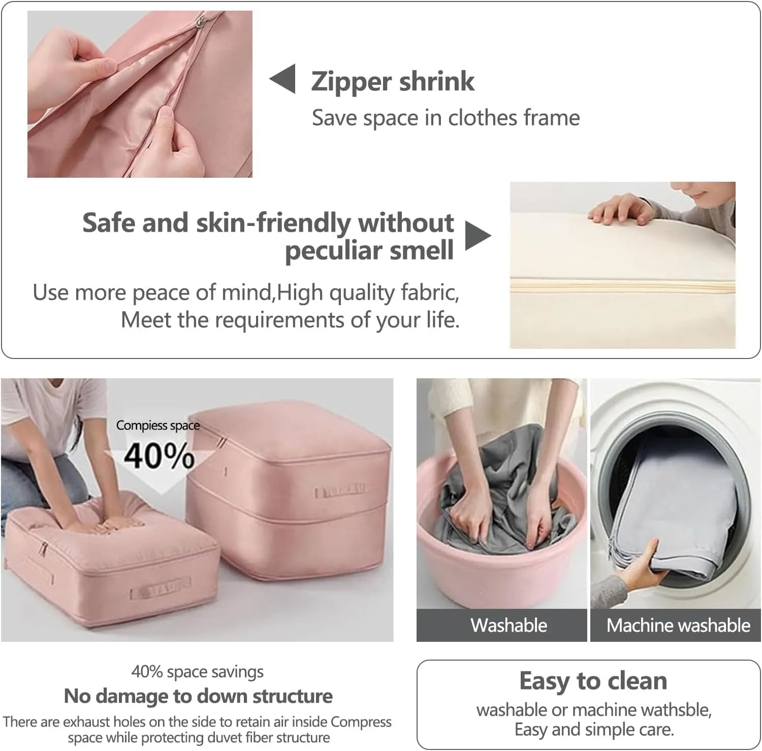 Ultra Space Saving Self Compression Organizer,Storage Bags,Heavy Duty Moving Bags,Storage Tote for Space Saving, Self Compression Moving Organizer Bags for Comforters,Clothes, Blankets (Khaki, L)