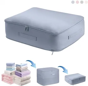Ultra Space Saving Self Compression Organizer,Storage Bags,Heavy Duty Moving Bags,Storage Tote for Space Saving, Self Compression Moving Organizer Bags for Comforters,Clothes (Blue, L (54*42*30CM)
