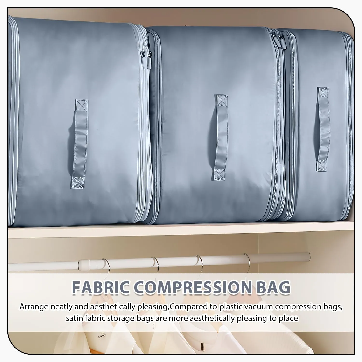Ultra Space Saving Self Compression Organizer,Storage Bags,Heavy Duty Moving Bags,Storage Tote for Space Saving, Self Compression Moving Organizer Bags for Comforters,Clothes (Blue, L (54*42*30CM)