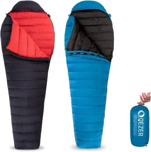 Ultralight Down Sleeping Bag for Adults 44-62 Degree F with 600 Fill Power, Compact Summer Sleeping Bag with Compression Sack for Backpacking, Hiking and Camping