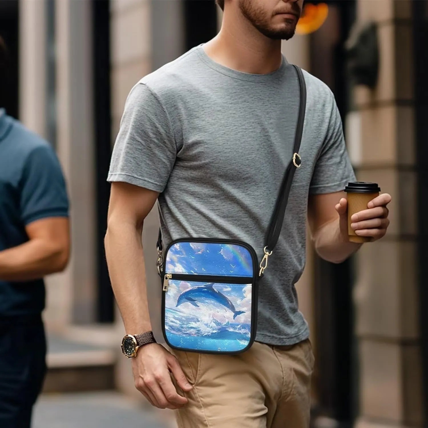 Unisex Leather Purse, Handbag Portable Crossbody Bag with Inside Card Slots Fashion Prints for Easter & Daily Uses